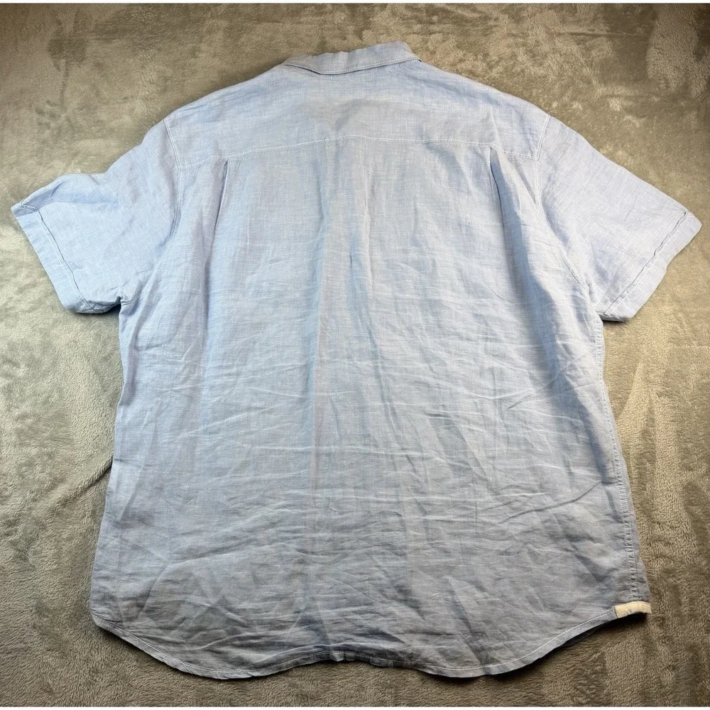 Tommy Bahama Shirt Mens XXL 100%‎ Linen Short Sleeve Button Up Light Blue